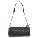 VERSACE Chain Shoulder Bag Leather Black Gold Auth 130258-2
