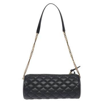 VERSACE Chain Shoulder Bag Leather Black Gold Auth 130258 - 0