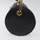 VERSACE Chain Shoulder Bag Leather Black Gold Auth 130258-3