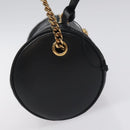 VERSACE Chain Shoulder Bag Leather Black Gold Auth 130258-4
