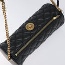 VERSACE Chain Shoulder Bag Leather Black Gold Auth 130258-6
