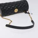 VERSACE Chain Shoulder Bag Leather Black Gold Auth 130258-7