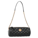 VERSACE Chain Shoulder Bag Leather Black Gold Auth 130259-1