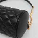 VERSACE Chain Shoulder Bag Leather Black Gold Auth 130259-8