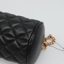 VERSACE Chain Shoulder Bag Leather Black Gold Auth 130259-16