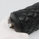 VERSACE Chain Shoulder Bag Leather Black Gold Auth 130259-17