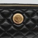 VERSACE Chain Shoulder Bag Leather Black Gold Auth 130259-18