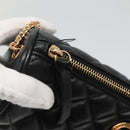 VERSACE Chain Shoulder Bag Leather Black Gold Auth 130259-9