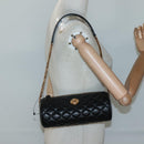 VERSACE Chain Shoulder Bag Leather Black Gold Auth 130259-23