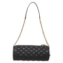 VERSACE Chain Shoulder Bag Leather Black Gold Auth 130259-2