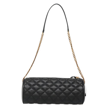 VERSACE Chain Shoulder Bag Leather Black Gold Auth 130259 - 0