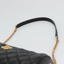 VERSACE Chain Shoulder Bag Leather Black Gold Auth 130259-14