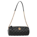 VERSACE Chain Shoulder Bag Leather Black Gold Auth 130260-1
