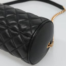 VERSACE Chain Shoulder Bag Leather Black Gold Auth 130260-8