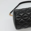 VERSACE Chain Shoulder Bag Leather Black Gold Auth 130260-15