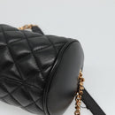 VERSACE Chain Shoulder Bag Leather Black Gold Auth 130260-16