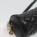 VERSACE Chain Shoulder Bag Leather Black Gold Auth 130260-17