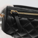 VERSACE Chain Shoulder Bag Leather Black Gold Auth 130260-9