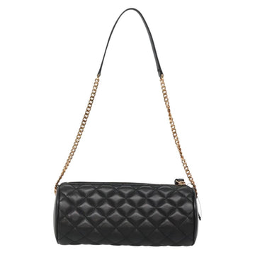 VERSACE Chain Shoulder Bag Leather Black Gold Auth 130260 - 0