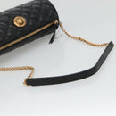 VERSACE Chain Shoulder Bag Leather Black Gold Auth 130260-7