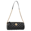 VERSACE Chain Shoulder Bag Leather Black Gold Auth 130261-1