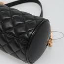 VERSACE Chain Shoulder Bag Leather Black Gold Auth 130261-8