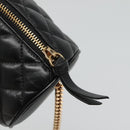VERSACE Chain Shoulder Bag Leather Black Gold Auth 130261-9