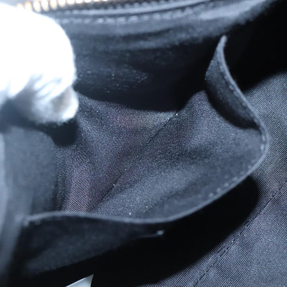 VERSACE Chain Shoulder Bag Leather Black Gold Auth 130261