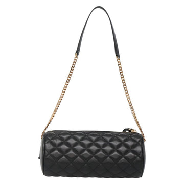 VERSACE Chain Shoulder Bag Leather Black Gold Auth 130261 - 0