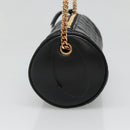 VERSACE Chain Shoulder Bag Leather Black Gold Auth 130261-4