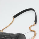 VERSACE Chain Shoulder Bag Leather Black Gold Auth 130261-14