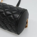 VERSACE Chain Shoulder Bag Leather Black Gold Auth 130262-8