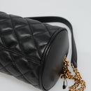 VERSACE Chain Shoulder Bag Leather Black Gold Auth 130262-16