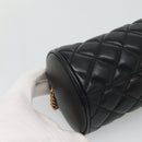 VERSACE Chain Shoulder Bag Leather Black Gold Auth 130262-17