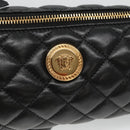 VERSACE Chain Shoulder Bag Leather Black Gold Auth 130262-18