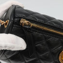 VERSACE Chain Shoulder Bag Leather Black Gold Auth 130262-9