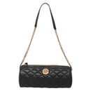 VERSACE Chain Shoulder Bag Leather Black Gold Auth 130262-13