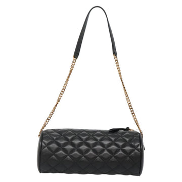 VERSACE Chain Shoulder Bag Leather Black Gold Auth 130262 - 0