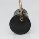 VERSACE Chain Shoulder Bag Leather Black Gold Auth 130262-3