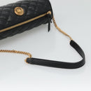 VERSACE Chain Shoulder Bag Leather Black Gold Auth 130262-7