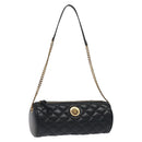 VERSACE Chain Shoulder Bag Leather Black Gold Auth 130264-1