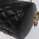 VERSACE Chain Shoulder Bag Leather Black Gold Auth 130264-9