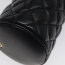 VERSACE Chain Shoulder Bag Leather Black Gold Auth 130264-14