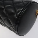 VERSACE Chain Shoulder Bag Leather Black Gold Auth 130264-15