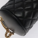 VERSACE Chain Shoulder Bag Leather Black Gold Auth 130264-16