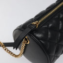 VERSACE Chain Shoulder Bag Leather Black Gold Auth 130264-18