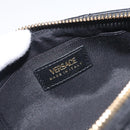 VERSACE Chain Shoulder Bag Leather Black Gold Auth 130264-10