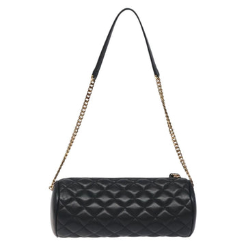 VERSACE Chain Shoulder Bag Leather Black Gold Auth 130264 - 0
