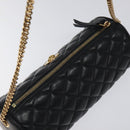 VERSACE Chain Shoulder Bag Leather Black Gold Auth 130264-6