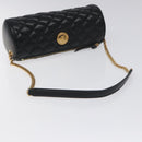 VERSACE Chain Shoulder Bag Leather Black Gold Auth 130264-7